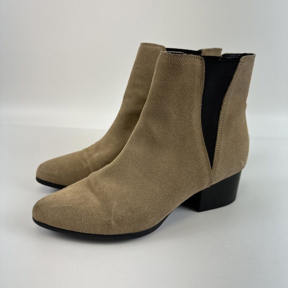 Urban Outfitters Pola Chelsea Ankle Boot Taupe Suede Pointed Toe Pull On Women 6